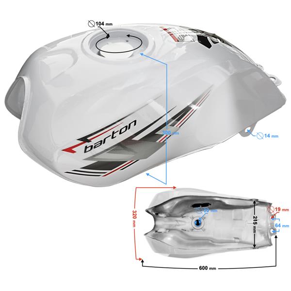 Zbiornik Paliwa Biały Do Motoroweru Fighter 2 / Eu