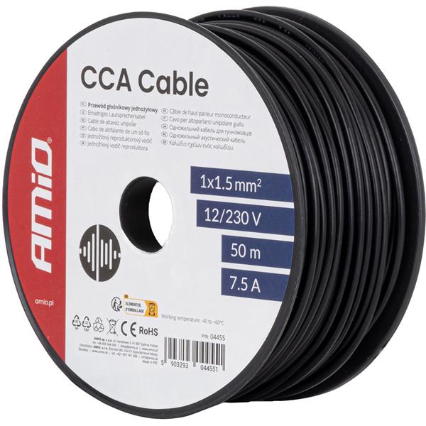 Przewód Jednożyłowy Czarny / Cable CCA 1x1.5mm 50m