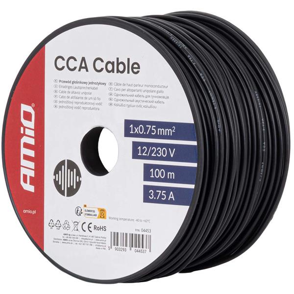 Przewód Jednożyłowy Czarny / Cable CCA 1x0.75mm 100m