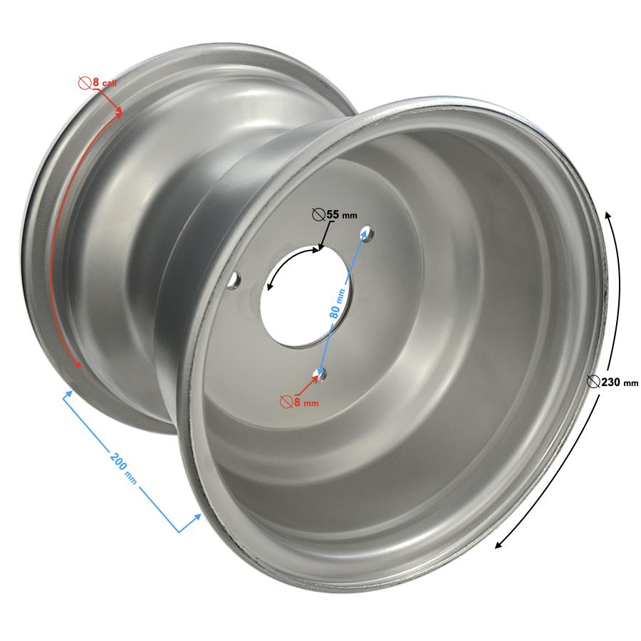 Felga Tylna 8X7 (Trzy Otwory) Atv