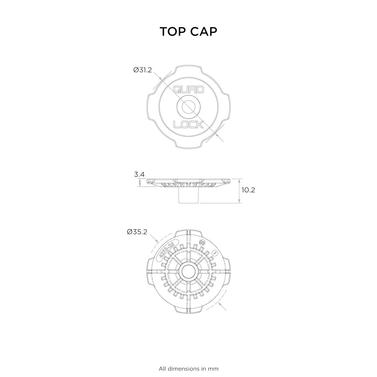 1 x Zatrzask podstawy Quad Lock® 360
1 x Śruba imbusowa samokontrująca M5 x 12mm w kolorze czarnym
