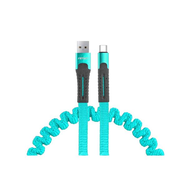 Kabel USB na USB-C sprężynujący 1.2m AMiO UC-14