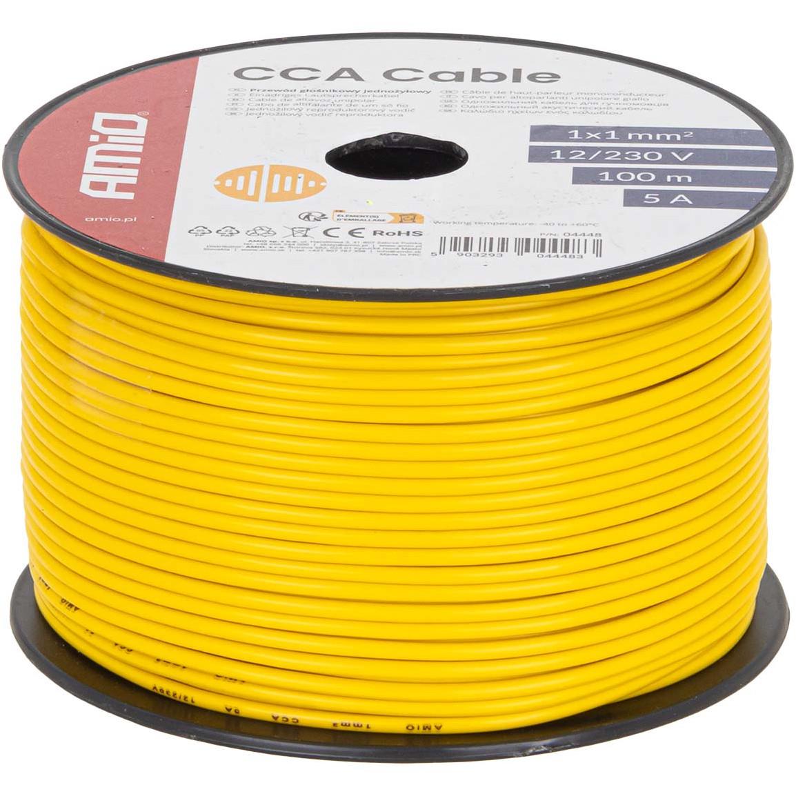Przewód Jednożyłowy Źółty / Cable CCA 1x1mm 100m