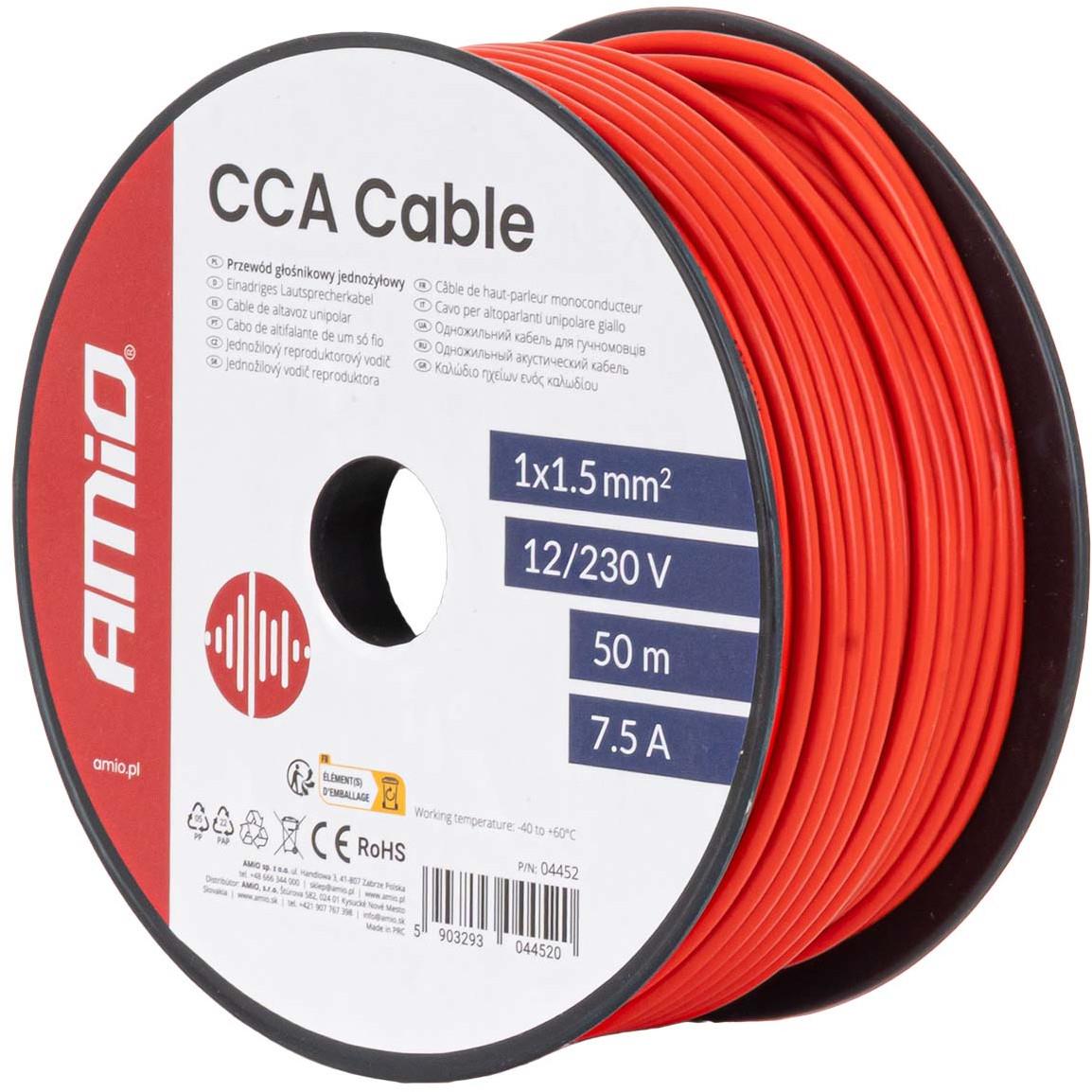 Przewód Jednożyłowy Czerwony / Cable CCA 1x1.5mm 50m