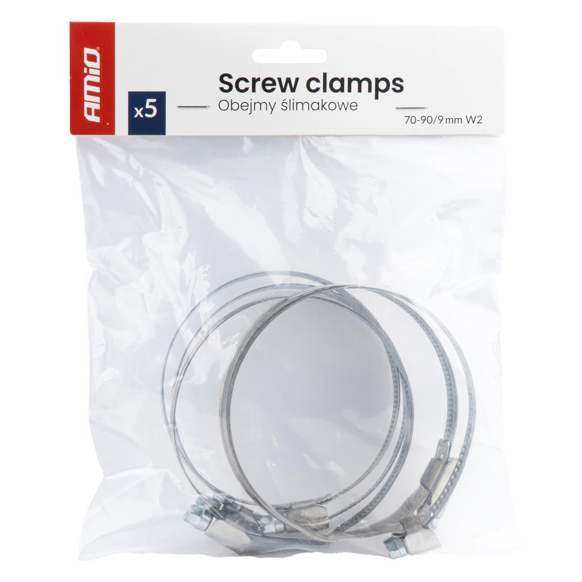 Obejmy Ślimakowe 5 szt. / Screw Clamp 5 Pcs 70-90mm