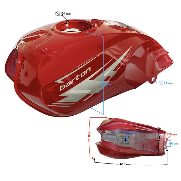 Zbiornik Paliwa Czerwony Do Motoroweru Fighter 2