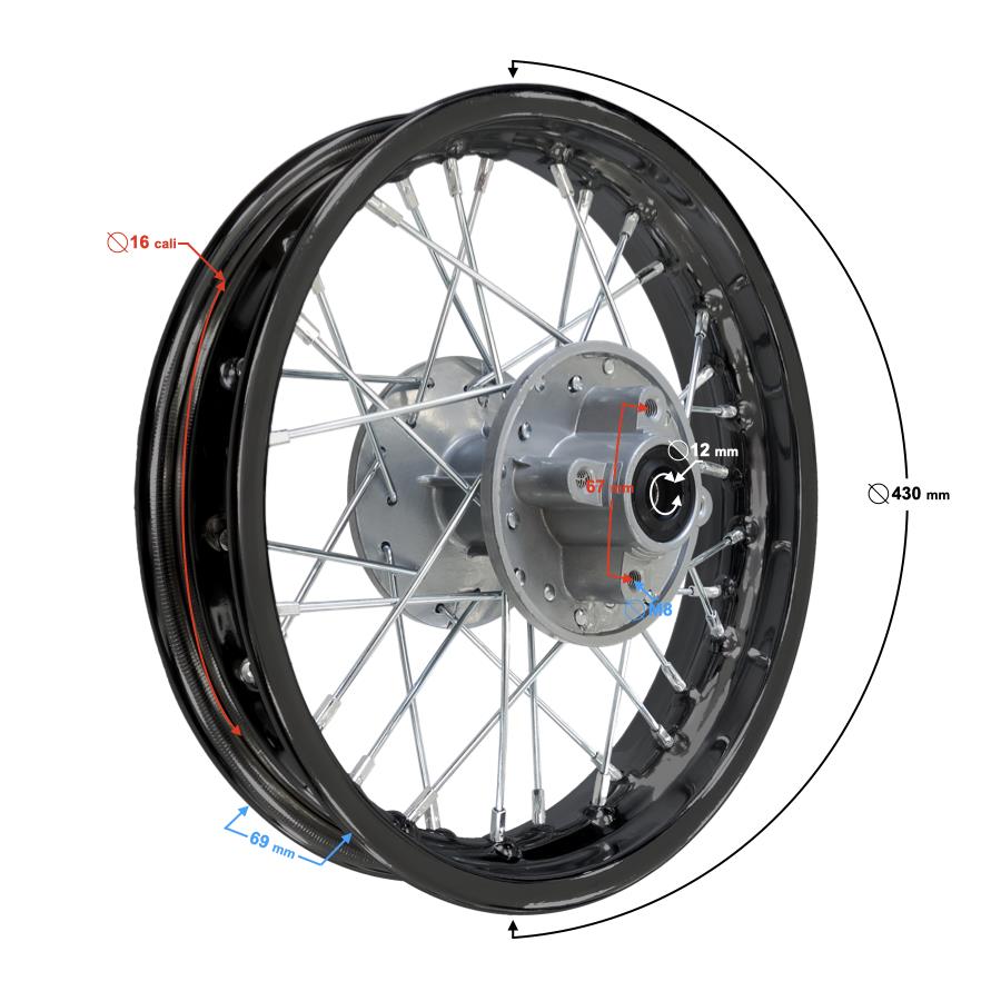 Felga Tylna 16X1,85 ( Rozstaw 67Mm) Dirt Bike