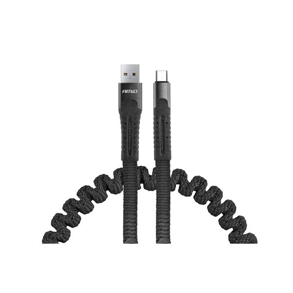 Kabel USB na microUSB sprężynujący 1.2m AMiO UC-12