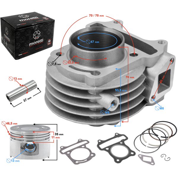 Cylinder Do Skutera 80Cc 139Qmb 4T, Z Wylotem Na C