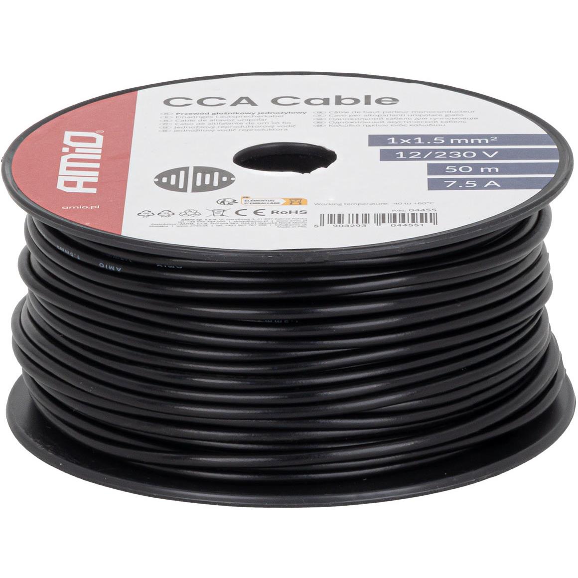 Przewód Jednożyłowy Czarny / Cable CCA 1x1.5mm 50m