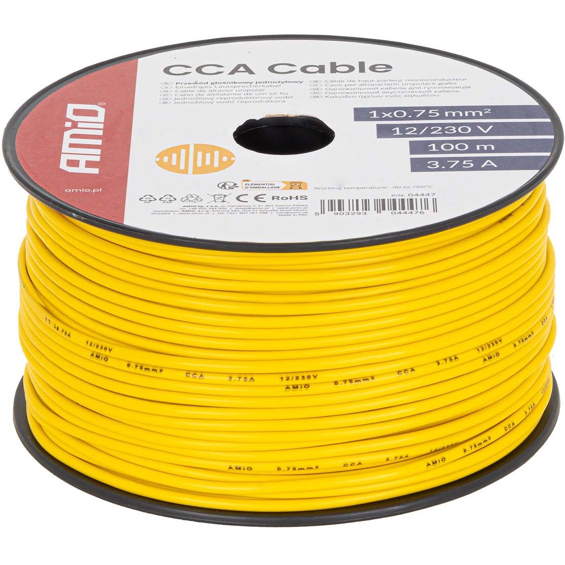 Przewód Jednożyłowy Źółty / Cable CCA 1x0.75mm 100m