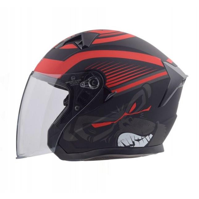 Kask Otwarty Typ JK528 Czarno Czerwony Mat XS Awina