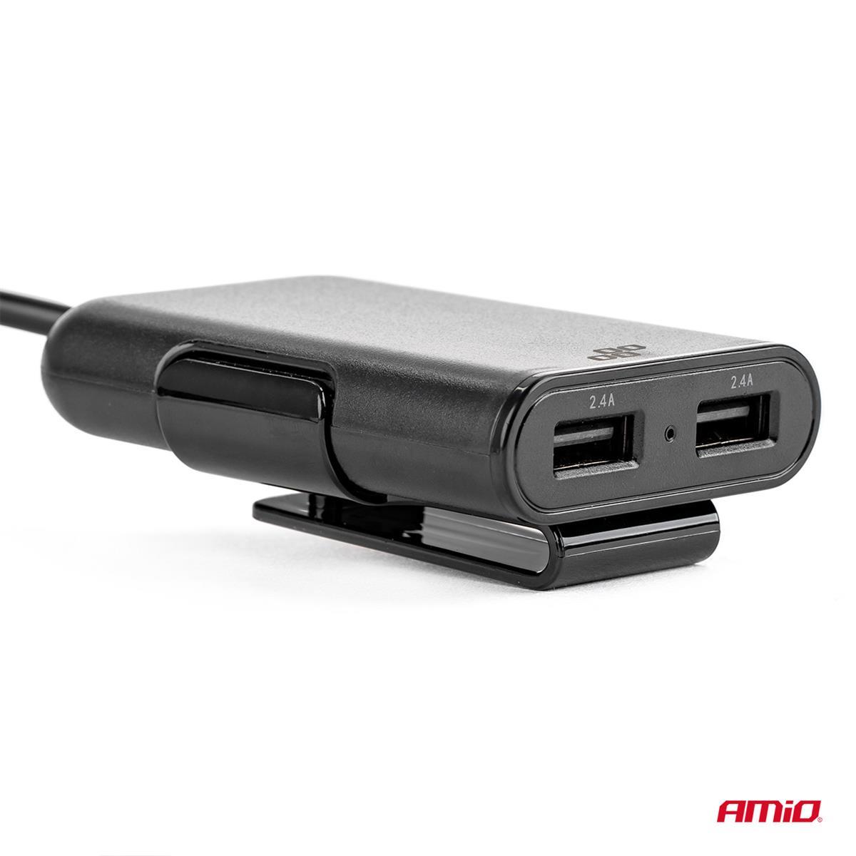 Ładowarka Przód-Tył Z Przedłużaczem 4 Usb