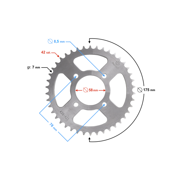 Zębatka Tylna Moretti 42/428