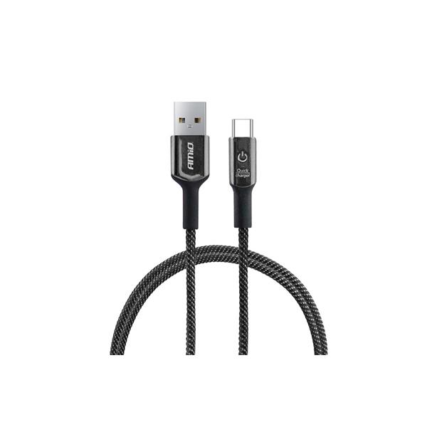 Kabel USB na USB-C z diodą LED 1m AMiO UC-9