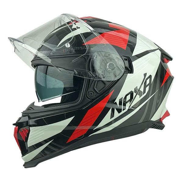 Kask NAXA F31 Czarno-Czerwono-Biały XXL + Blenda Pinlock