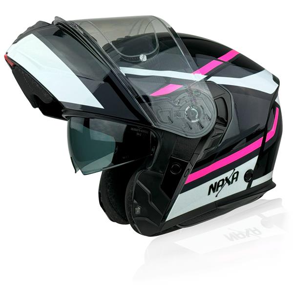 Kask NAXA FO7 Czarno-Różowo-Biały L + Blenda Pinlock