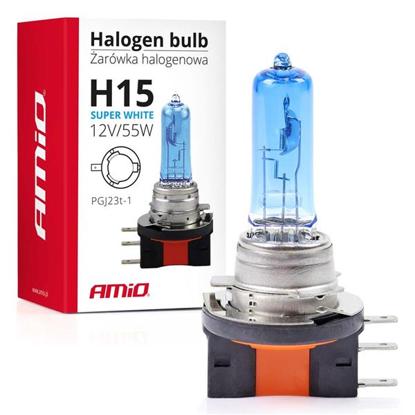 Żarówka Halogenowa H15 12V 55W Super White Amio-01