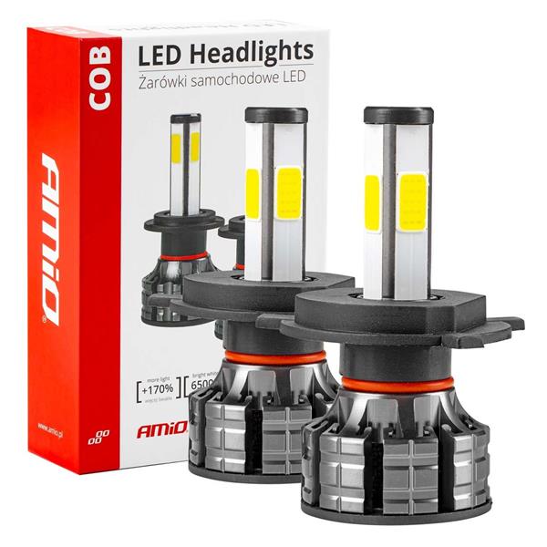 Żarówki Samochodowe Led Cob 4Side Amio H4 Amio-028