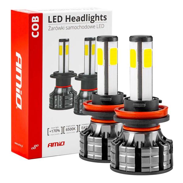 Żarówki Samochodowe Led Cob 4Side Amio H8 H9 H11 A