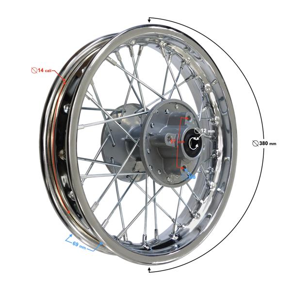 Felga Tylna Cross 14X1,85 ( Rozstaw 67Mm) Dirt Bik