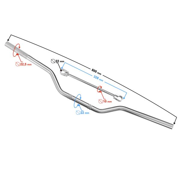 Kierownica Uniwersalna Naked Cross 22Mm Srebrna