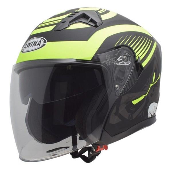 Kask Otwarty Typ JK528 Czarno Źółty Mat L Awina