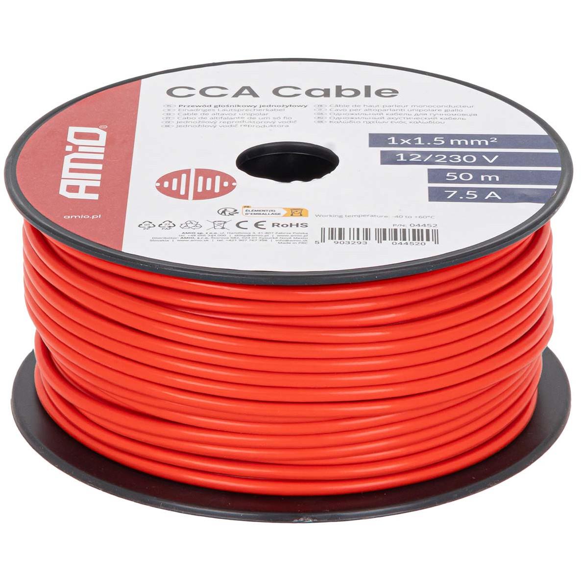 Przewód Jednożyłowy Czerwony / Cable CCA 1x1.5mm 50m