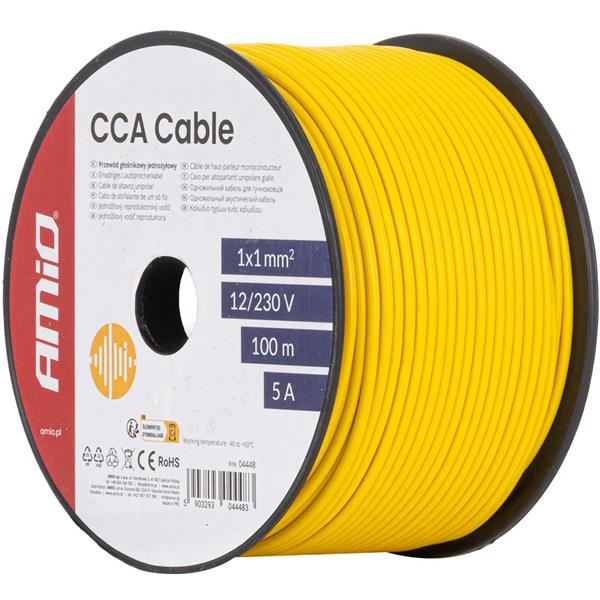Przewód Jednożyłowy Źółty / Cable CCA 1x1mm 100m