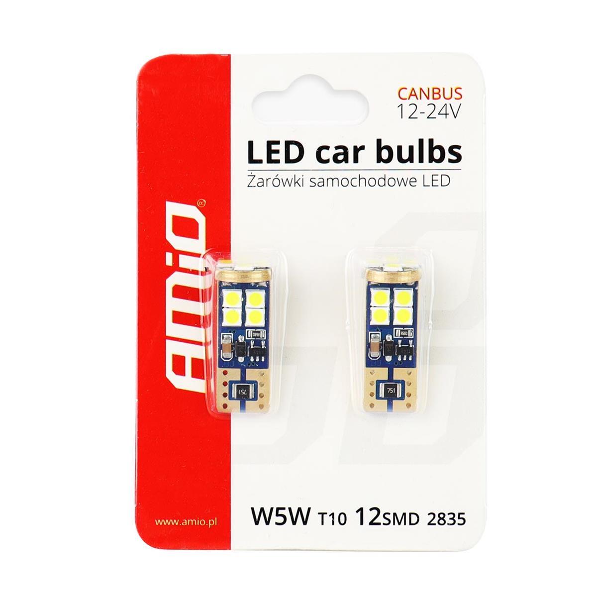Żarówki Led Canbus 12Smd 2835 T10E W5W White 12V 2
