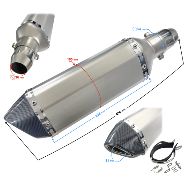 Tłumik Tunningowy Uniwersalny Stal013, 370 Mm  (Ko