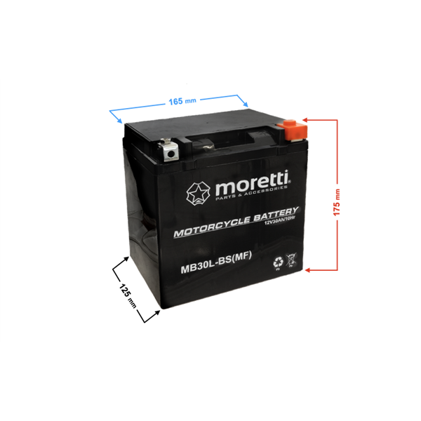 Akumulator Moretti Agm Mb30L-Bs 12V 30Ah