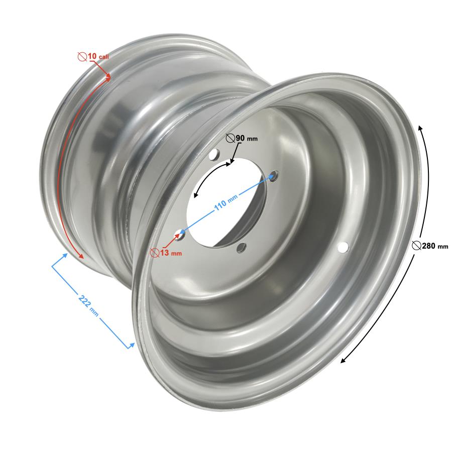 Felga Tylna Srebrna 10X8 (110Mm) Atv