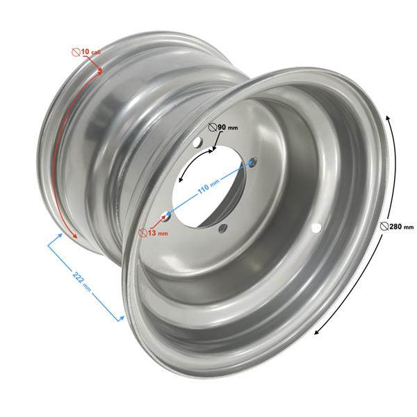 Felga Tylna Srebrna 10X8 (110Mm) Atv