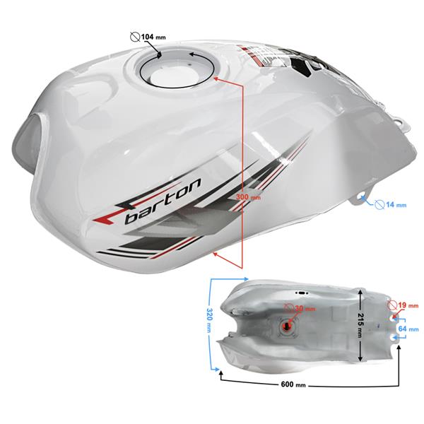 Zbiornik Paliwa Biały Do Motoroweru Fighter 2