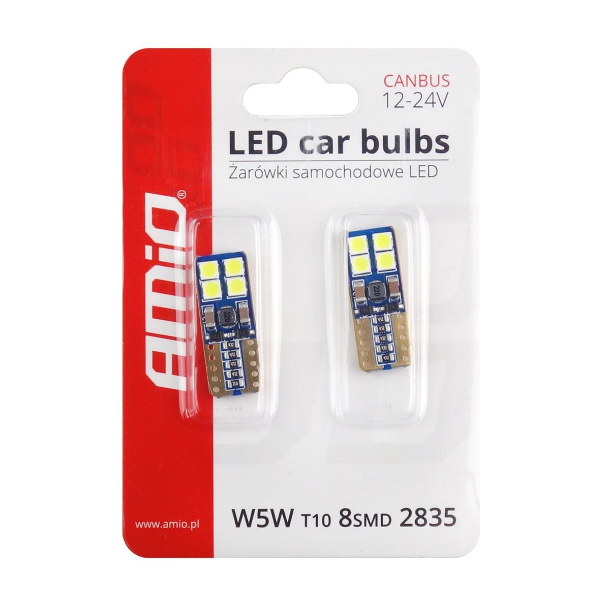 Żarówki Led Canbus 8Smd 2835 T10E W5W White 12V 24