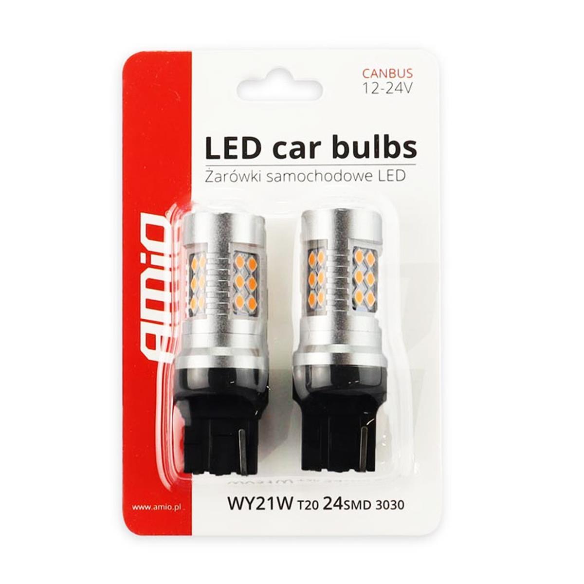 Żarówki Led Canbus 3030 24Smd T20 Wy21W Pomarańczo