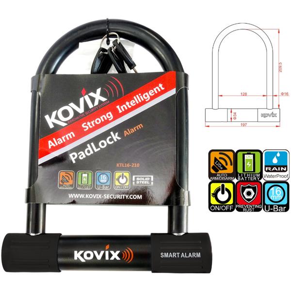 Kłódka U-Lock Z Alarmem Kovix Ktl16-210 Czarna