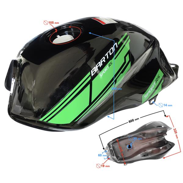 Zbiornik Paliwa Motorower Sprint Czarno Zielony