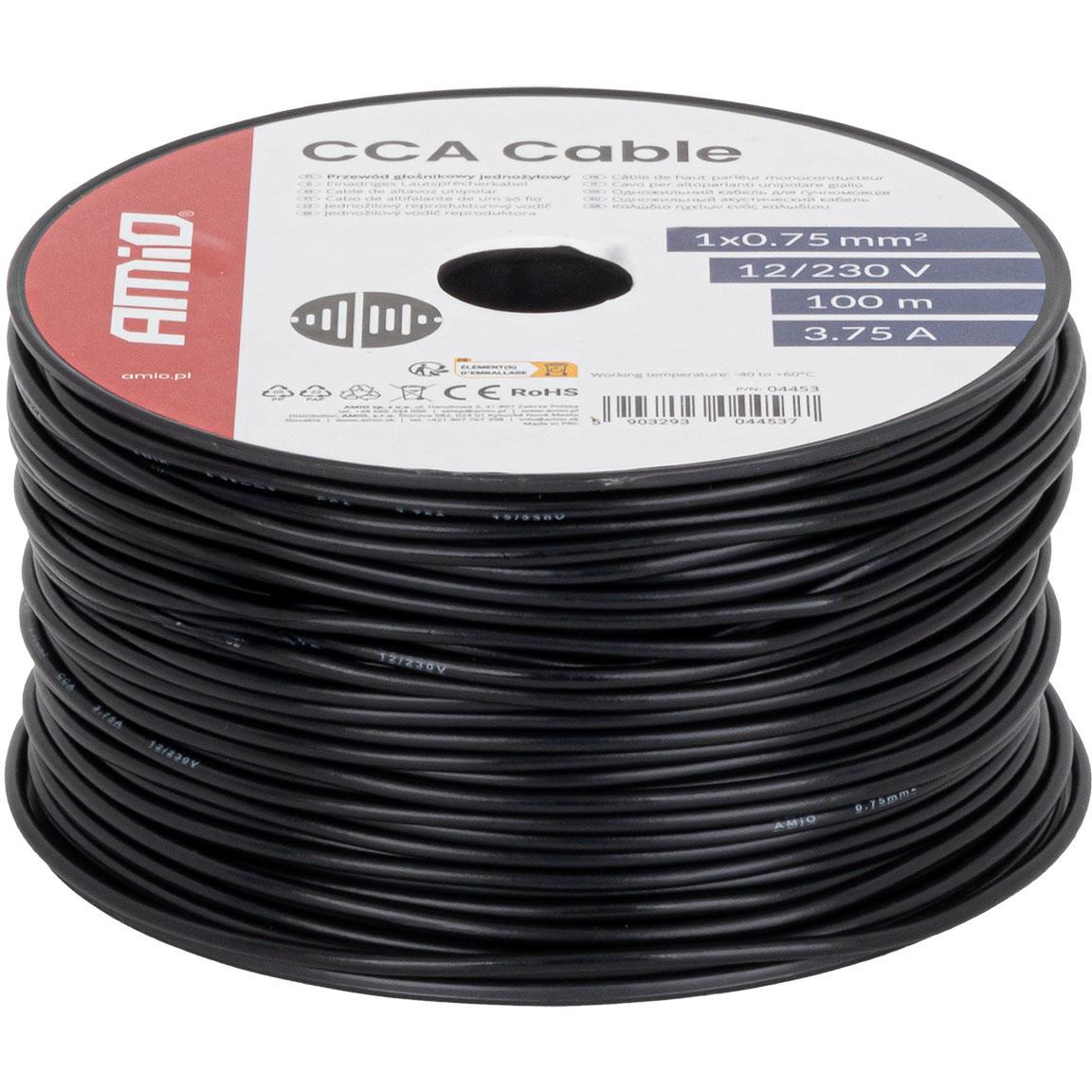 Przewód Jednożyłowy Czarny / Cable CCA 1x0.75mm 100m