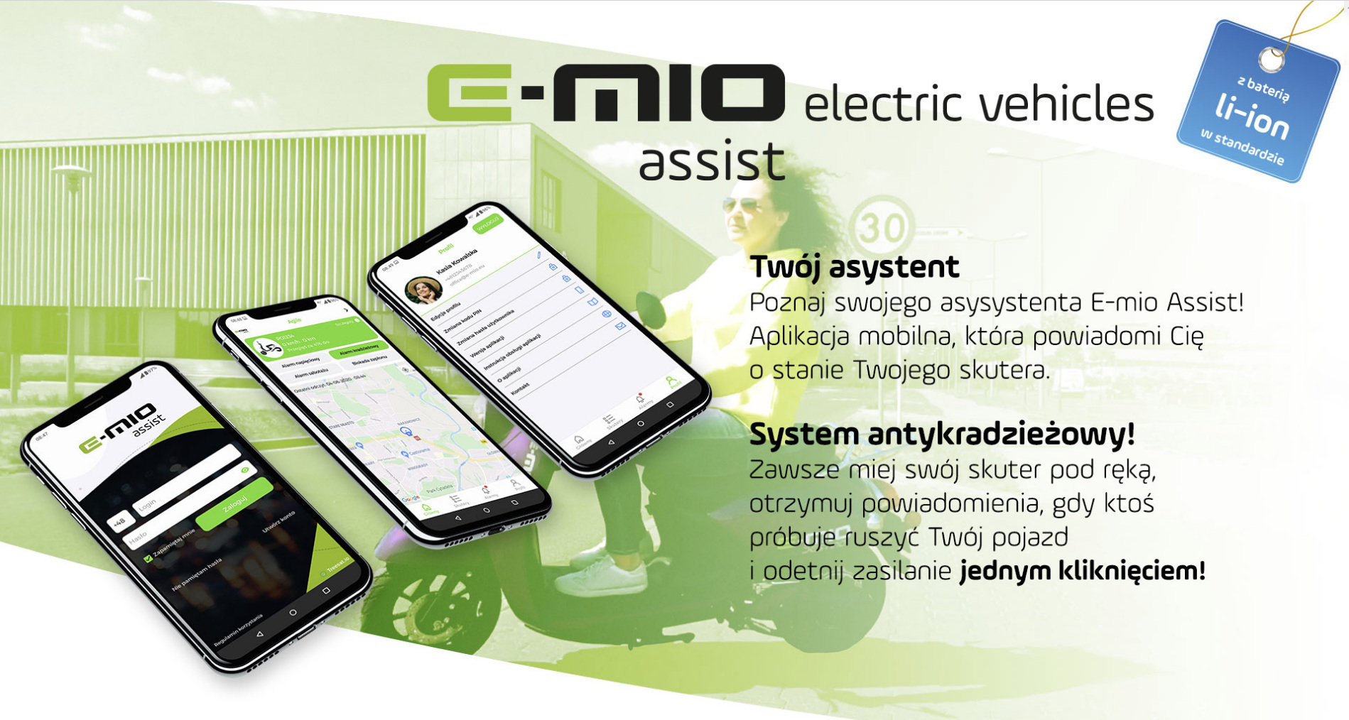 Skuter Elektryczny E-mio Agile 2000W Li-ion - 2020